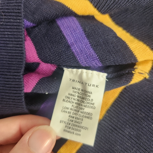 NWOT Trina Turk Collette Rainbow Stripe Crewneck Shirt - Picture 2 of 5